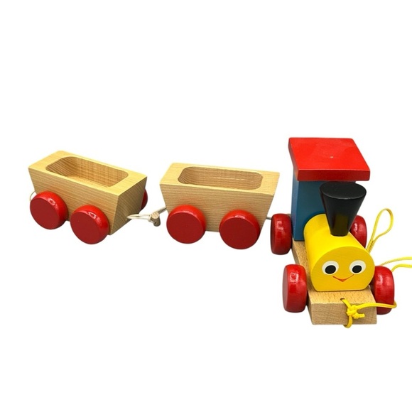 HANDMADE WOODEN MONTESSORI PULL ALONG TRAIN TOY NON-TOXIC PAINT LEARNING - Picture 5 of 11